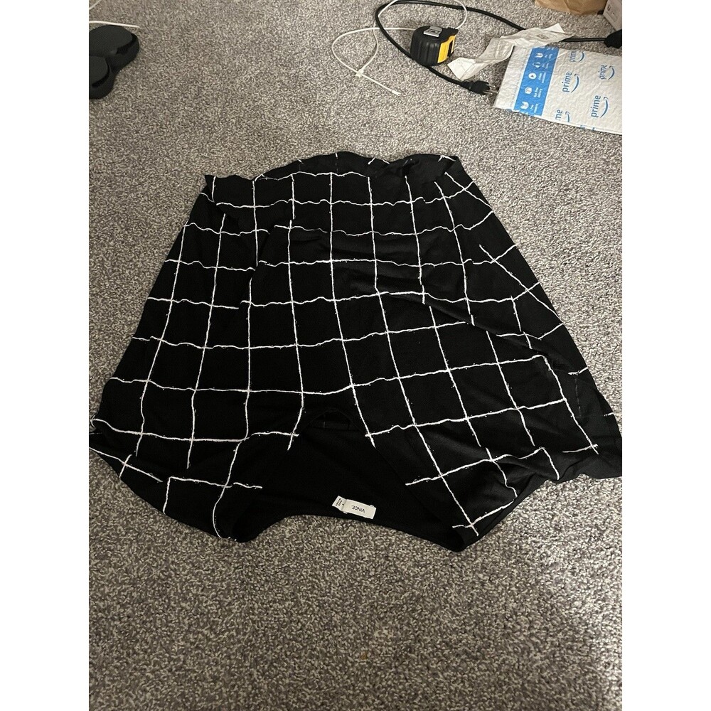 Vince Black Grid Pattern Sleeveless T-Shirt Women’s Size Medium